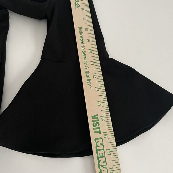 Lauren Ralph Lauren Black Dress Size 2 Bell Sleeves Crepe Dress Ruffled Hem - Picture 10 of 12